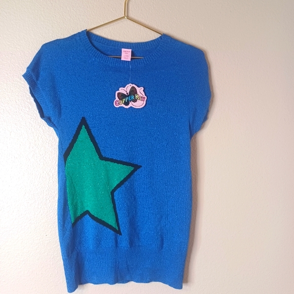 NWT Copper Key Blue Shimmer Girl's Short Sleeve Dress Size Large (14) - Picture 1 of 10